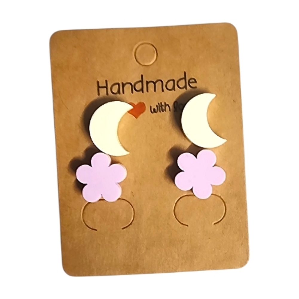 Moonbeam Blossom Acrylic Stud Earrings – 2 Pair